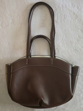 Zara Brown Double-Handle Medium Spacious Shoulder Bag Removable Inside Pocket
